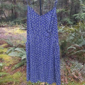 Market & Spruce Women's Plus Sun Dress 1x Stitch Fix Navy Polka Dot w/Pockets